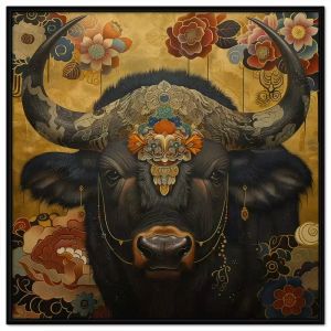 Tranh con trâu trừu tượng tranh treo tường dán tường trang trí hiện đại treo phòng khách nội thất. CGI-633