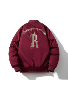 แจ็คเก็ตบิลเลียดแบบหนาสำหรับฤดูใบไม้ร่วงและฤดูหนาวสำหรับคู่รักสไตล์อเมริกัน Vintage Pilot Jacket แจ็คเก็ตบุผ้าฝ้ายแบบลำลองสำหรับผู้หญิง