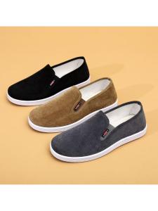 Mens Classic Beijing Style Corduroy Shoes Breathable Casual Fashionable Middle-Aged And Elderly Comfortable Rubber Sole