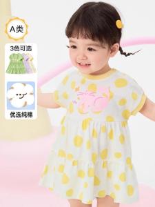 Pure Cotton Princess Dress for Girls Baby Toddler Summer Clothing Short Sleeve Cute Childrens Dress Casual Style mid Waist