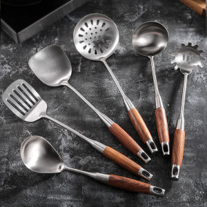 Heat-Resistant 304 Stainless Steel Kitchen Set Wooden Handles