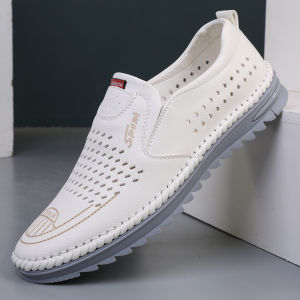 DTHN | Mens Casual Slip-On Shoes Spring Autumn Hollow Out Soft Bottom Breathable Business Hole Hole Shoes Comfortable All Day Wear