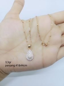 kalung perak 925 asli lapis emas/kalung nori jedar+liontin tears mata putih/kalung fashion wanita/kalung silver 925 asli