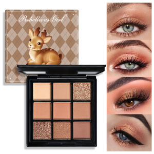 พาเลทอายแชโดว์ 9 สี โทนน้ำตาล แมท ชิมเมอร์ โทนกลาง โทนนู้ด โทนวอร์ม โทนเทาอมน้ำตาล แต่งหน้าติดทนนาน ใช้ได้ทุกวัน 9 สี เครื่องสำอาง