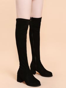Fashionable High Heel Knee High Boots Womens Booties 2023 New Style Winter Warm Fleece Lined Riding Boots over Knee Boot