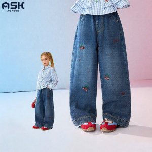 Ask Junior | Fall New Design Rhinestone Embroidered Casual Jeans