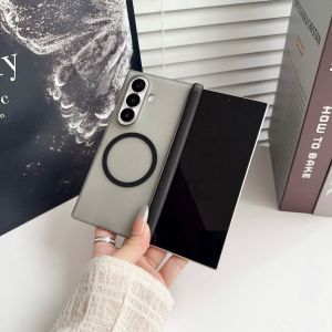 szhaiyu | Frosted Translucent Magnetic Wireless Charging Hinge Phone Case for Galaxy Samsung Z Fold 8 Ultra 7 6 5 4 Shockproof Hard Cover