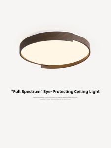 NSWR | Wabi-Sabi Style Walnut Wood Ceiling Light Full Spectrum Eye Protection Smart Bedroom Study Room Light