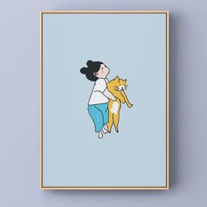 Nordic Style Cartoon Family of Three Decorative Painting Childrens Room Wall Art Clothing Store Bedroom Desktop Display Art