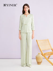 Chinese Style Buttoned Jacquard Silk Blended Suit Jacket