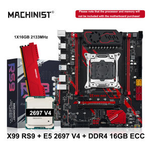 MACHINIST | MACHINIST X99 RS9 Gaming Motherboard Set Intel Xeon E5 2697 V4 CPU Processor DDR4 ECC 16G 2133MHz RAM M.2 NVME for Desktop PC