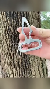 KW 1pc EDC outdoor multi-function combination wrench stainless steel bottle opener camping tool