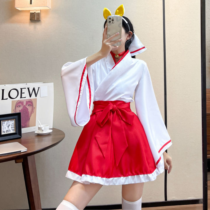 Demon Fox X Servant SS Anime Performance White Ghost Court Warlord Butterfly Homecoming Witch Kimono Cosplay Full Set Women's Clothing Plus Size