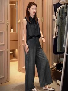 เสื้อเชิ้ตแขนกุดสีขาวสไตล์ฝรั่งเศส สำหรับผู้หญิง ฤดูร้อนปี 2025 เสื้อเชิ้ตคอโปโลทรงหลวม ปกโปโล ปกโปโล