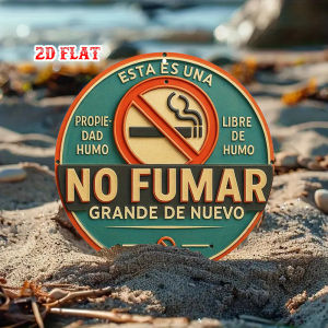 No Smoking Spanish Sign 7.8x7.8 Inch Rustic Aluminum Metal Wall Art for Home Garage Cafe
