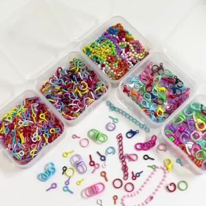 Box Pack Colorful Metal Jewelry Findings Lobster Clasps Open Jump Rings Screw Eye Pins Link Chains Keychains DIY Jewelry Making