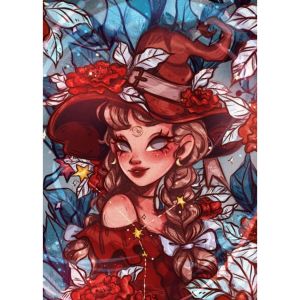 5D Diamond Mosaic Cartoon Wizard with the Red Hat Full Round/Square DIY Diamond Painting Complete Kit Home Decoration