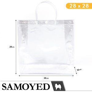 Tas Plastik Mika Transparan / Hampers / Souvenir / Tote / Goodie Bag PVC Uk. 28 x 28 x 10 cm