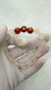 Vòng tay mã não trắng tam hợp dần ngọ tuất - size 8 10ly cho nữ mệnh kim mệnh thủy - có khai quang điểm nhãn may mắn tài lộc - PHONG THỦY ANH VŨ