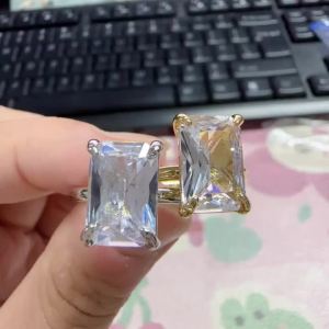 Huitan Solitaire Geometric Women Silver Color/Gold Color Ring Inlaid Shiny CZ Elegant Wedding Party Accessories Promise Jewelry