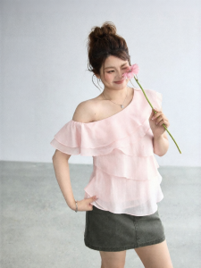 JULULOOK | Áo Duyên Dáng Kích Cỡ Lớn Có Voan Xéo