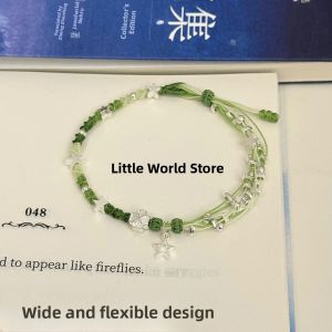 Handmade Lucky Star Four Leaf Clover Bracelet Material Kit Starry Sky Gift for Girlfriend Original Design Alloy Woven Bracelet
