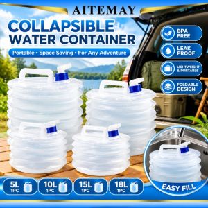 Aitemay có thể gập lại Xô xe di động thân cây lưu trữ nước container tiết kiệm không gian đi bộ đường dài Cắm Trại Ngoài Trời dụng cụ sinh tồn chống rò rỉ dụng cụ chứa nước với vòi nước