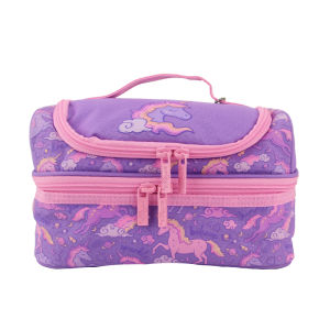 Austria Smiggle กระเป๋าใส่ข้าวกลางวันของเด็กของแท้สีม่วงสีขาวเมฆยูนิคอร์นกระเป๋าถือเด็กผู้หญิงกล่องอาหารกลางวันผลไม้9นิ้ว
