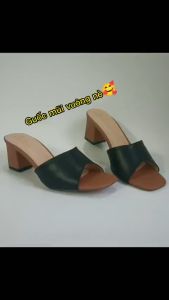 Dép guốc quai ngang bản  to gót thô cao 5cm ND264