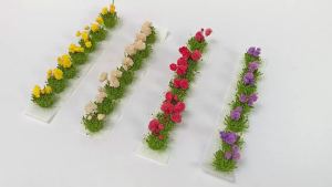 Miniature Flower Cluster Strips Artificial Bush Model DIY Train Railway Sand Table Diorama Micro Landscape Scenery 7pcs/box