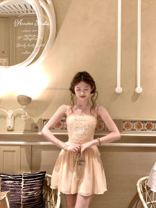 Lace Strap Waist Cinching A-line Dress