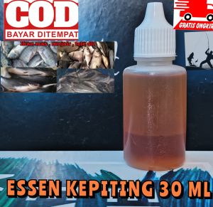 ESSEN KEPITING KEMASAN 30 ML UNTUK IKAN MAS LELE MUJAIR NILA PATIN BAWAL DLL TARGET BABON IKAN RAME GALATAMA GALAPUNG HARIAN ATAUPUN LOMBA UNTUK SEMUA MEDIA JENIS UMPAN