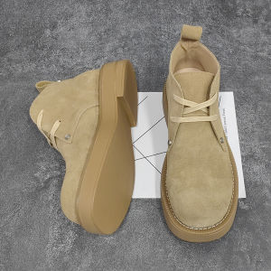 Mens Martin Boots round Toe Flap Leather Casual Derby Short Boots British Style Vintage Breathable Leather Oxford Shoes