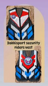 Dakkisport security riders vest black red blue reflective design