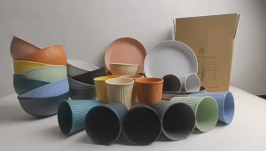 Specool® Dinnerware Gift Set Wheat Straw Tableware 4Pcs/Set Gift Box Wheat Straw Plates Bowls Cups