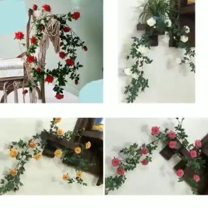 Hoa hồng leo giả .dây hoa hồng leo cao cấp 1m7.trang trí tường nhà quán cafestudio