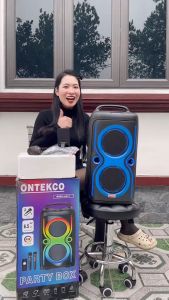 Loa xách tay 6512 ontekco 2 bass dải đèn led chuyển động theo điệu nhạc kết nối bluetooth bảo hành 12 tháng