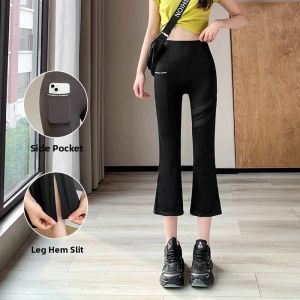 High Waisted Slimming Cool White Flare Pants for Petite Women