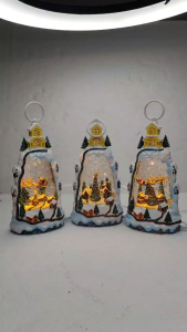 Christmas Bell Snow Globe with Glitter and Lighted Musical Village Scene ( 8028-8030 )