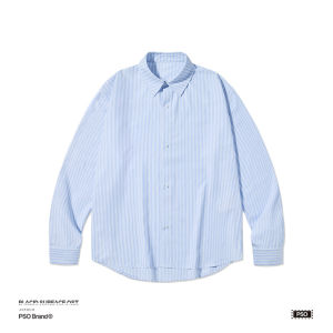 PSO Brand Mens And Womens Basic Striped Shirt Loose Fit Long Sleeve Polyester Fiber 2023 New Style Spring Autumn Casual Shirt
