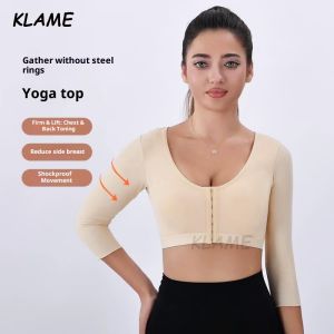 KLAME S-5XL Plus Size Breathable Womens Front Buckle Wire-free Push-up Yoga Sports Bra Top KLM1391