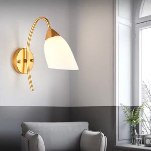 Bedroom Bedside LED & Modern Living Room Gold Wall Lamp: American Corridor Staircase Sconce Light
