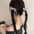 ผู้หญิงผม Tie หวานบัลเล่ต์สไตล์เงินดอกไม้ Bow Streamer ผมคลิปหางม้าคู่ Headwear ขนาดเล็กคลิปอุปกรณ์เสริมผม. 