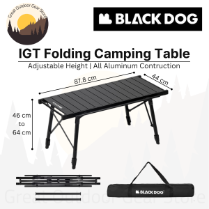 BLACKDOG IGT Combination Table Outdoor Camping Portable Folding Picnic BBQ Grill Stove Cooking Foldable Aluminum Alloy Ultralight Table 40kg Max Load Nature Hike Black Dog