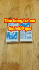 Tăm bông trẻ em bịch 100 que tăm bông kháng khuẩn cho bé sơ sinh và trẻ em công nghệ Hàn Quốc có 1 đầu xoắn