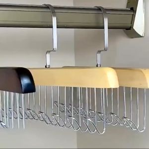 Multi-functional 8 Hooks Solid Wood Hanger Vest Tie Bag Storage And Drying Household Wooden Hanger