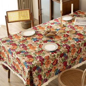 American Country Style Tablecloth Rectangular Artistic Embroidery Tassel New 2024 Cloth Art Home Decor Table Cover