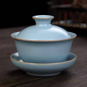 Purple Clay Tea Cup Single Piece Three Elements Sky Blue Bowl Fat East Coming High End Jingdezhen Tea Set Handmade Ceramic