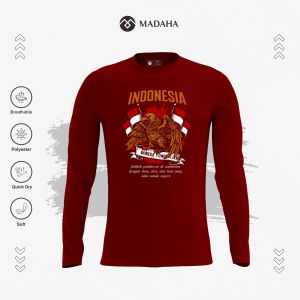 Madaha Kaos Baju Lengan Panjang Dry fit Jersey Olahraga Garuda Indonesia