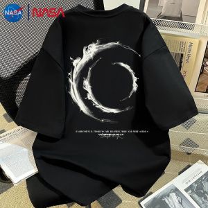 NASA American Vintage White Heavyweight Pure Cotton Short Sleeve T-Shirt Summer Campus Style Loose Versatile INS Half Sleeve